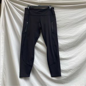 Athleta black Rainier tight athletic leggings, size large